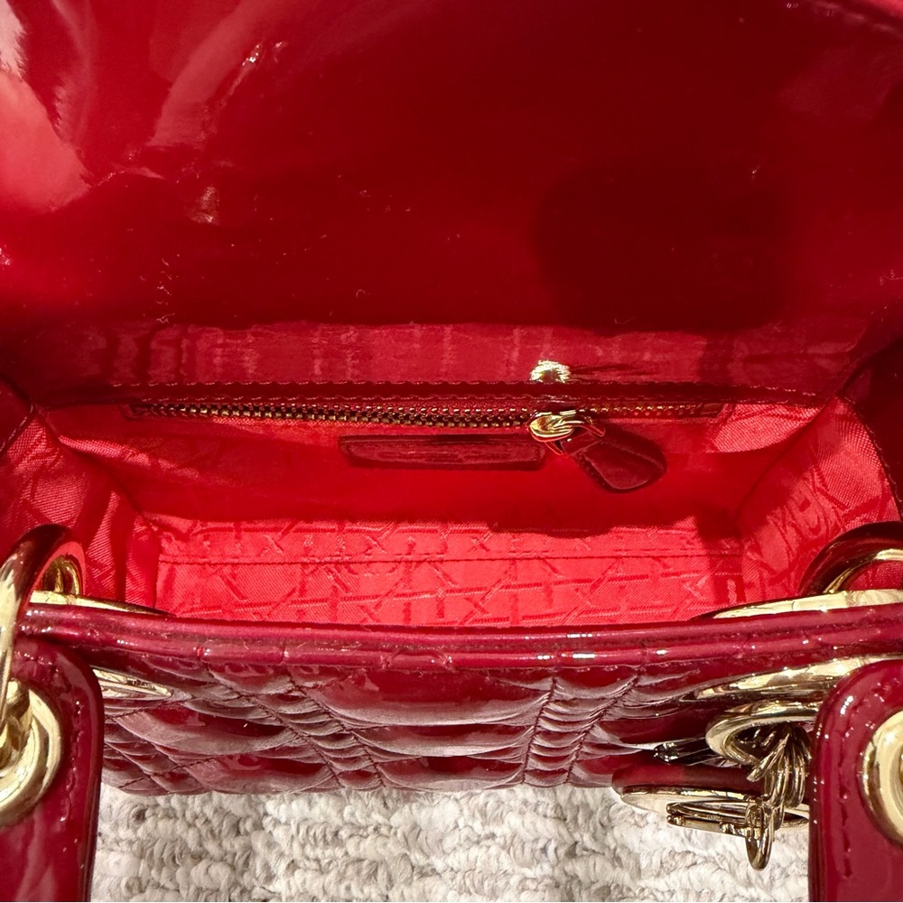 Red Leather Mini Bag with Gold Accents - Picture 7 of 8